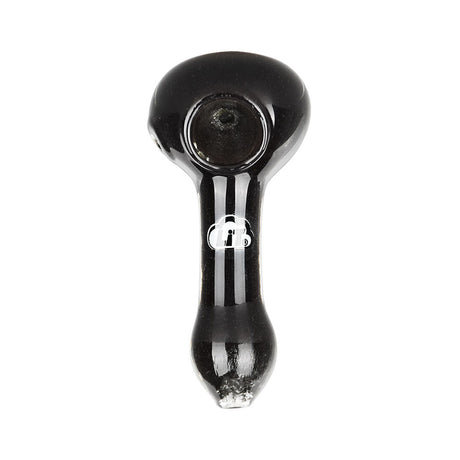 LiT 3" Solid Black Frit Glass Spoon Pipe Top View on White Background