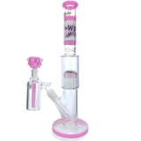 AFM 18" Pink Glass Straight Tube with Reversal Wig Wag Design, Showerhead Perc, and AshCatcher