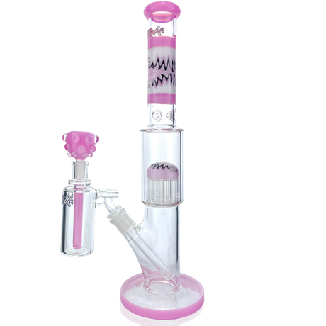 AFM 18" Pink Glass Straight Tube with Reversal Wig Wag Design, Showerhead Perc, and AshCatcher