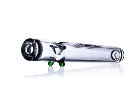 Daze Glass - 7 Inch Clear Glass Steamroller Hand Pipe with Green Feet - Side View