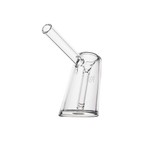 MJ Arsenal Fulcrum Bubbler in clear borosilicate glass, side view on white background