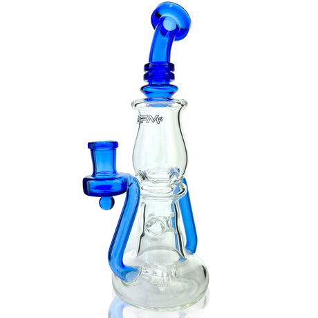 AFM 9.5" Nebula Glass Recycler Dab Rig with Blue Accents and 14mm Female Joint