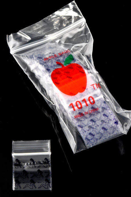 Apple Bags Mini Zip Baggies – 1″ × 1″ – 1000 Pack