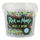 144PC Bucket of 1.25" Assorted Rick and Morty Pinback Buttons, Front View
