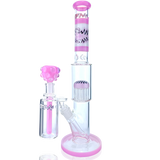 AFM 18" Pink Glass Straight Tube Dab Rig with Wig Wag Design and Showerhead Perc