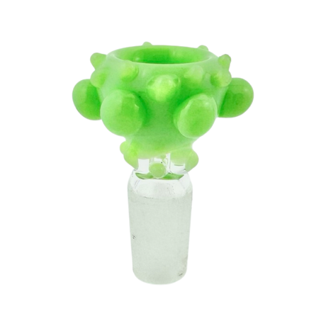 MAV Glass 14mm Slime Dino Egg Bowl Hand Pipe in Bright Green - Front View