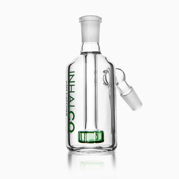 PILOT DIARY 14mm Dual Gender Ash Catcher with Green Percolator, 45° Angle, Borosilicate Glass