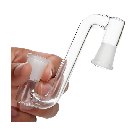 PILOTDIARY 14mm Female to Female Glass Adapter Pair Held in Hand - Clear and Durable