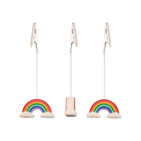 Gator Klips 14PC JAR Rainbow Memo Clips, 4.5" steel clips with rainbow bases, front view