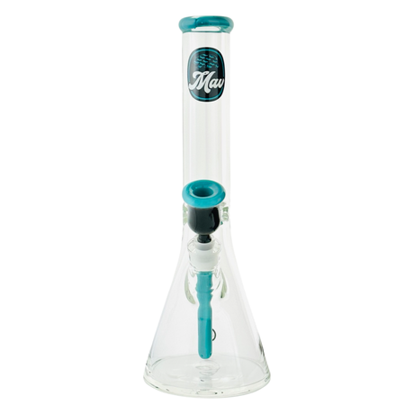 MAV Glass 15" Chiquita Accented Beaker Bong, 9mm Thick, Front View on White Background