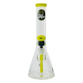 MAV Glass 15" Chiquita Accented Beaker Bong with Yellow Highlights - Front View