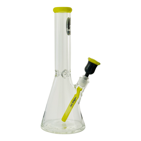MAV Glass 15" x 9mm Chiquita Accented Beaker Bong with Yellow Highlights - Front View