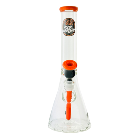 MAV Glass 15" Chiquita Accented Beaker Bong with Orange Highlights - Front View
