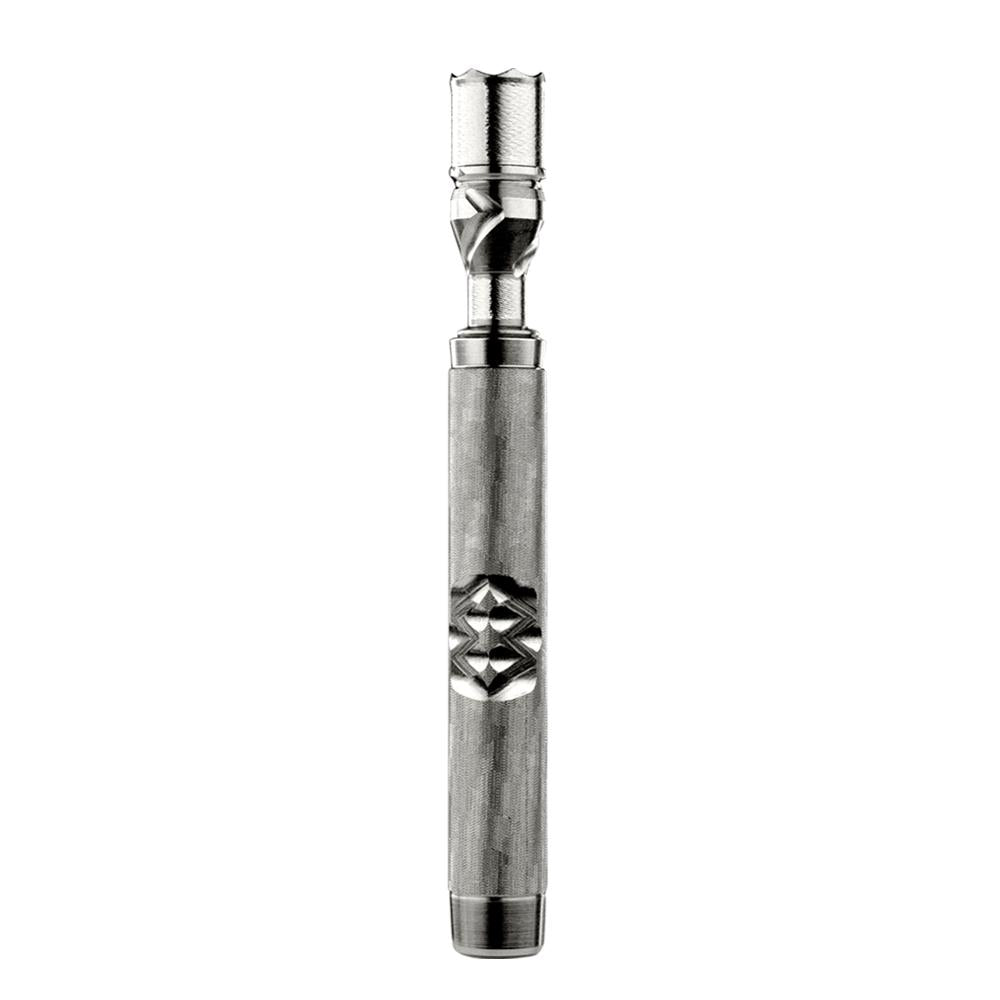 DynaVap The M 7 vaporizer stainless steel body shown at an angle, highlighting the captive cap and textured stem.