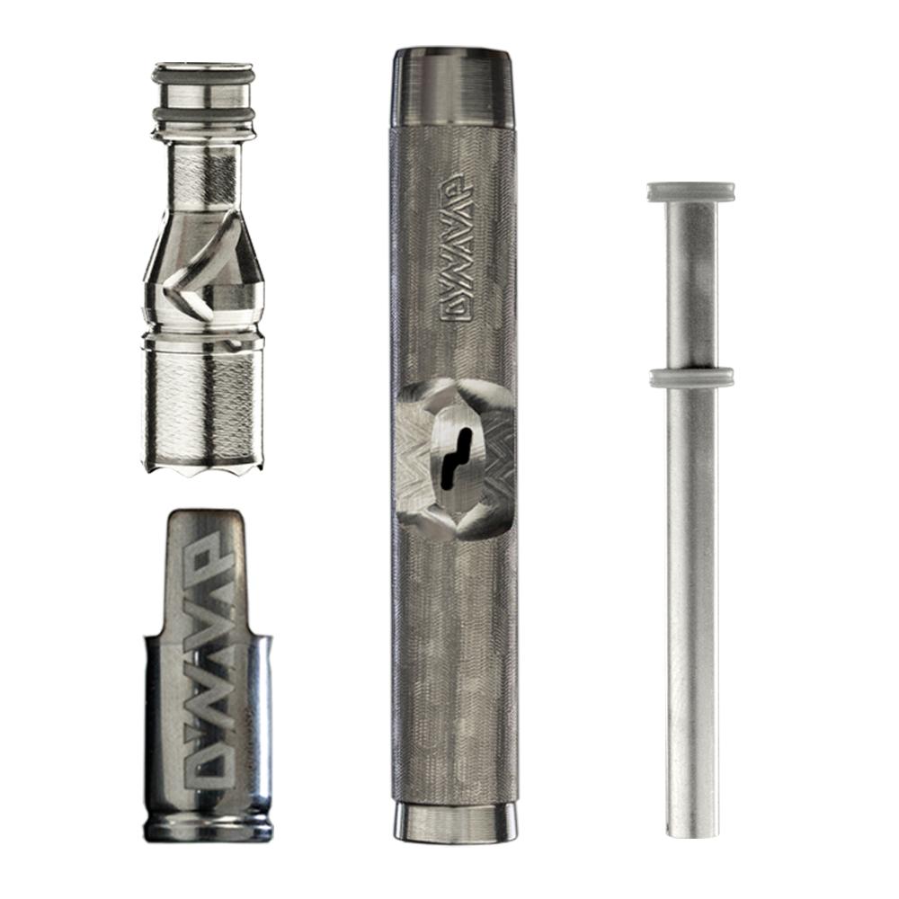 DynaVap The M 7 vaporizer stem and mouthpiece end, showing the textured grip pattern on the stainless steel body.