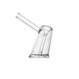 MJ Arsenal Fulcrum Bubbler in clear borosilicate, angled side view on white background