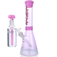 AFM Glass 12" Extraterrestrial Double Color Beaker Bong Bundle in Pink, Front View