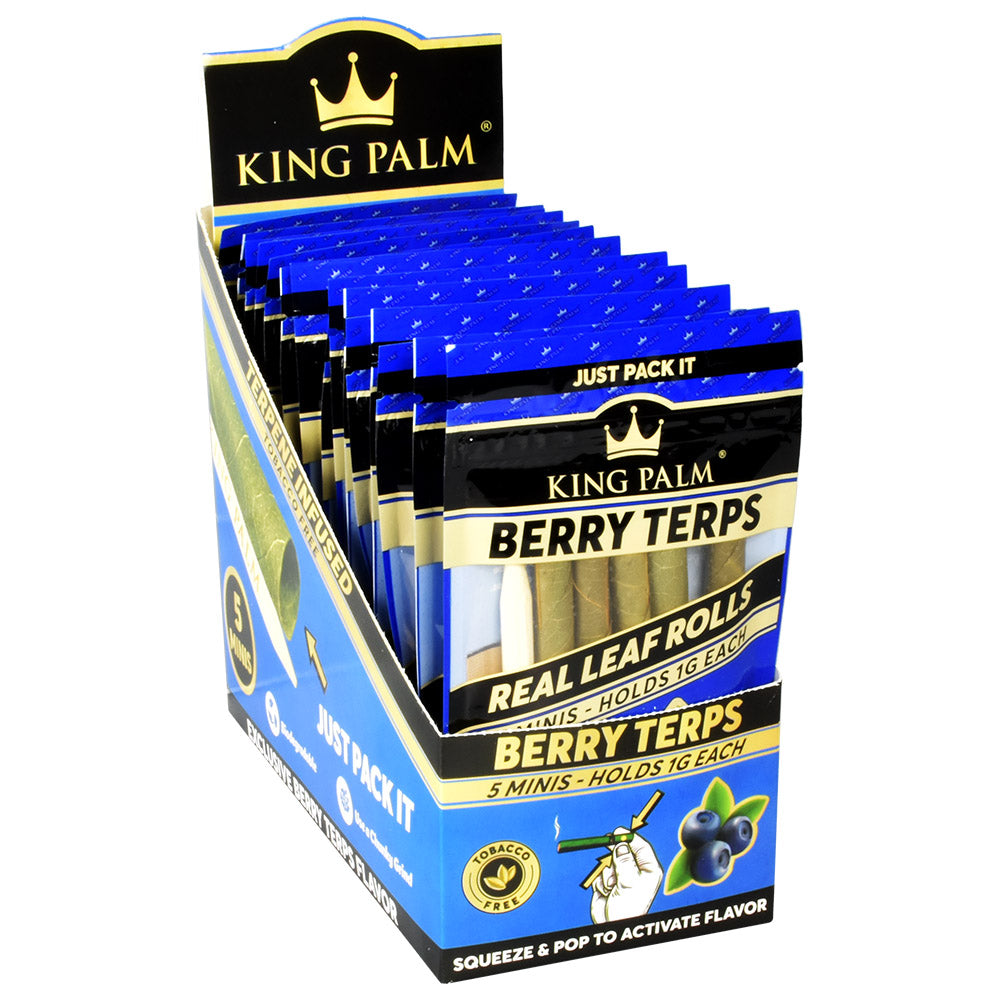 King Palm Berry Terps Mini Size Hemp Wrap Pouches Display Box - 15PC DISP