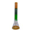 16" California Beaker - Desert bong with transparent amber base and green accents, front view