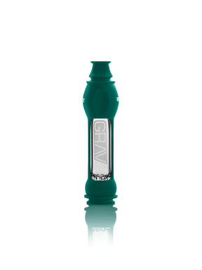 GRAV Octo-taster with Silicone Skin in Dark Teal, 16mm Borosilicate Glass Chillum - Front View