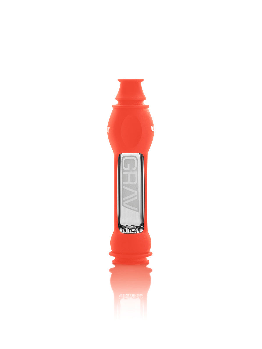 GRAV Octo-taster with Silicone Skin in Scarlet Orange, Front View on White Background