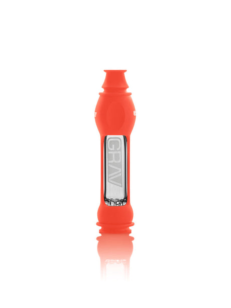 GRAV Octo-taster with Silicone Skin in Scarlet Orange, Front View on White Background