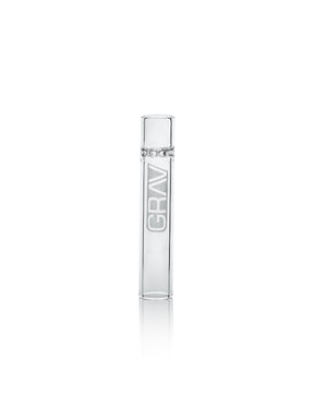 Clear GRAV Octotaster 16mm hand pipe for dry herbs, chillum design, front view on white background