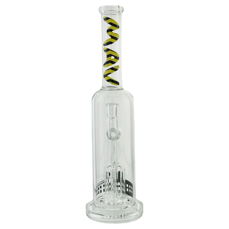MAV Glass 17" Quad Shower Bubble Factory Bong with Yellow Accents - Front View