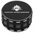 Kozo 3.5 inch ceramic non-stick aluminum grinder in black, closed front view with the Kozo logo on the lid