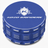 Kozo 3.5 inch ceramic non-stick aluminum grinder in blue, closed front view with the Kozo logo on the lid