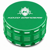 Kozo 3.5 inch ceramic non-stick aluminum grinder in green, closed front view with the Kozo logo on the lid