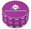 Kozo 3.5 inch ceramic non-stick aluminum grinder in purple, closed front view with the Kozo logo on the lid