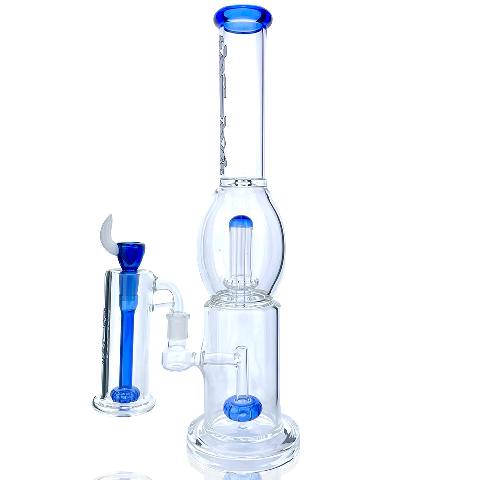 16" AFM Glass Beaker Bong with Circle Shower-head Perc in Ink Blue, Includes Matching Bowl and Downstem