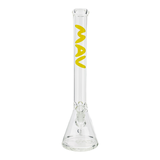 MAV Glass 18" Classic Beaker Bong in Banana Yellow with Ice Pinch for Smooth Draw, Front View