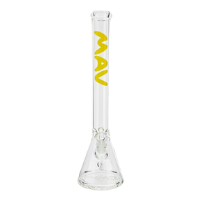 MAV Glass 18" Classic Beaker Bong in Banana Yellow with Ice Pinch for Smooth Draw, Front View