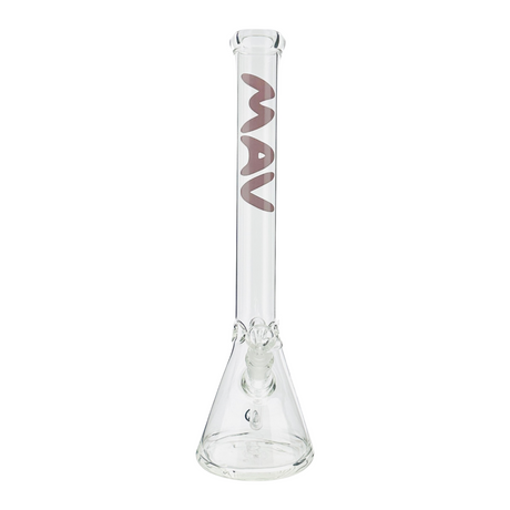 MAV Glass 18" Classic Beaker Bong with Clear Glass and MAV Logo - Front View