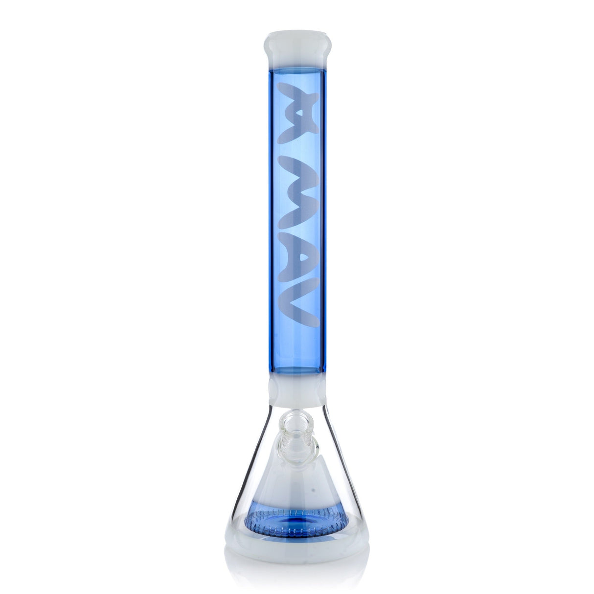 MAV Glass 18" Manhattan Pyramid Beaker in Blue - Front View on White Background