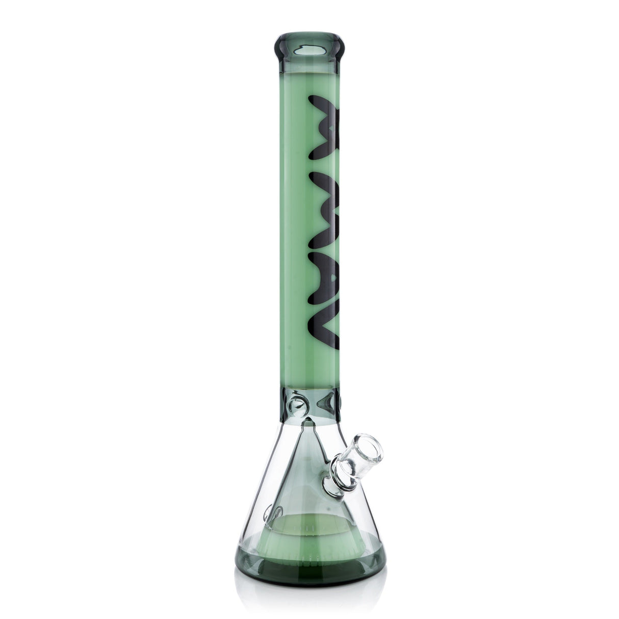 MAV Glass 18" Manhattan Pyramid Beaker in Green with Clear Bowl - Front View