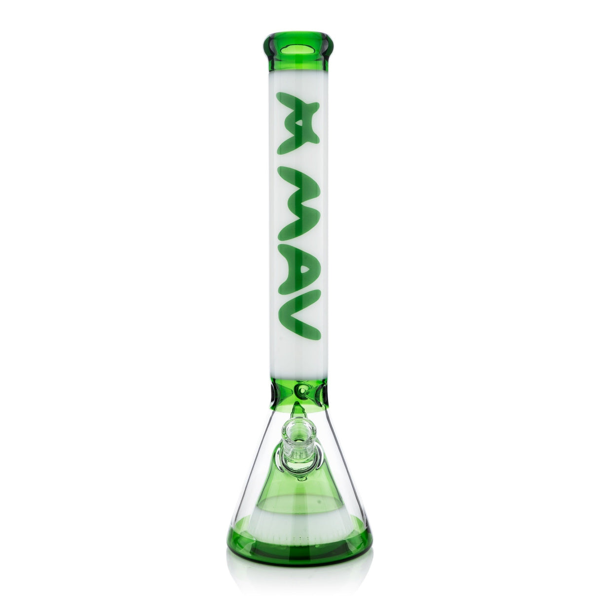 MAV Glass 18" Manhattan Pyramid Beaker in Green - Front View on White Background