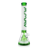 MAV Glass 18" Manhattan Pyramid Beaker Bong in Green - Front View on White Background