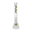 MAV Glass 18" Happy Avocado Beaker Bong with Ash Catcher, Front View on White Background