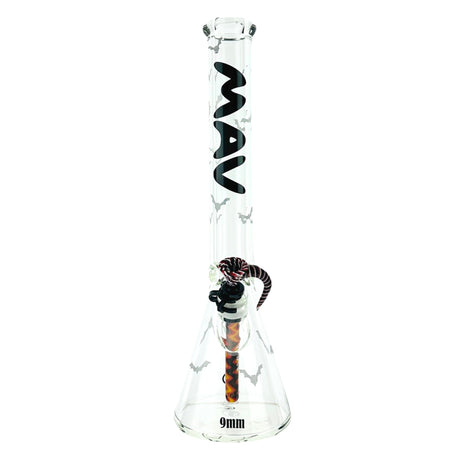 MAV Glass 18" Halloween Beaker Bong with Bat Decals and 9mm Thickness, Front View