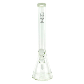 MAV Glass 18" X 9 mm White Laser Bear Bong Front View on White Background
