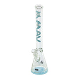MAV Glass 18" Baby Blue Mandala Beaker Bong with 9mm thickness front view on white background