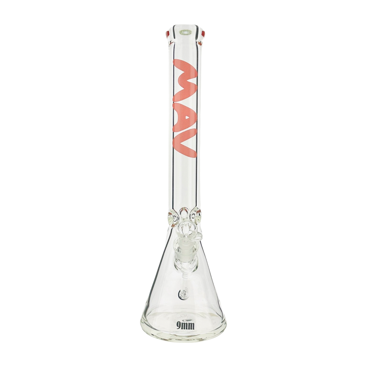 MAV Glass 18" x 9mm Clear Beaker Bong Front View on White Background