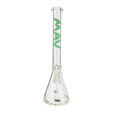 MAV Glass 18" Beaker Bong with 9mm Thickness, Ice Pinch, and Clear Downstem Front View