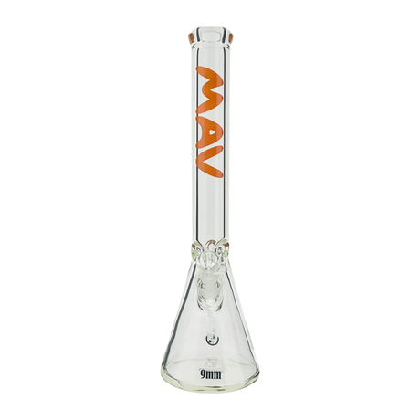 MAV Glass 18" Beaker Bong in Banana Yellow with Ice Pinch, 9mm Thick, Front View