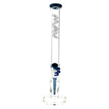 18" MAV Glass Maze Accented Straight Bong with clear glass and blue details, front view