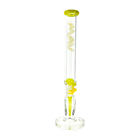 18" MAV Glass Maze Accented Straight Bong in Clear with Yellow Accents - Front View