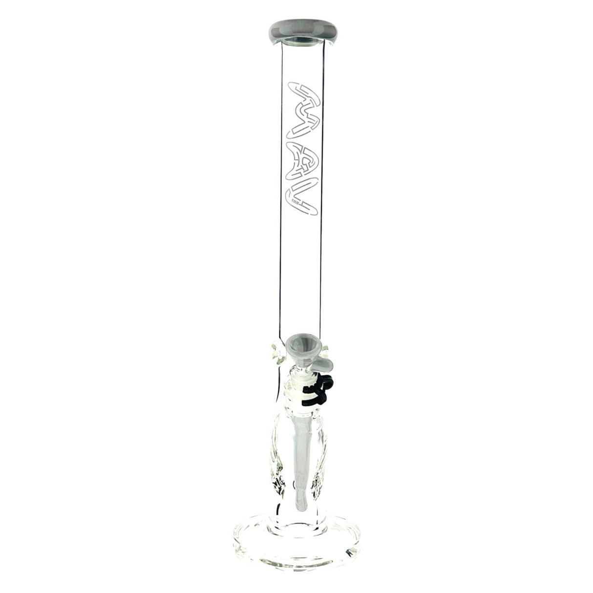 18" MAV Maze Accented Straight Bong, 9mm Thick Glass, Front View on White Background